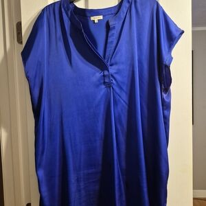 JODIFL Deep Cobalt Blue Silk-Like Top/Tunic